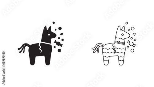 Piñata icon with candy and treats