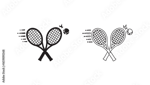 Tennis rackets and ball with transparent background