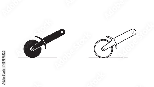 Pizza cutter outline icons with transparent background
