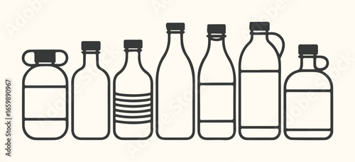Clear reflection of an isolated, empty glass bottle of wine and a clear bottle of perfume on a white background