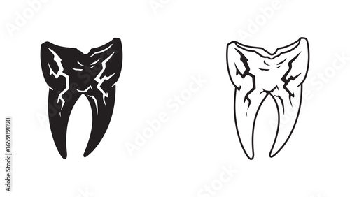 Tooth outline and silhouette with transparent background