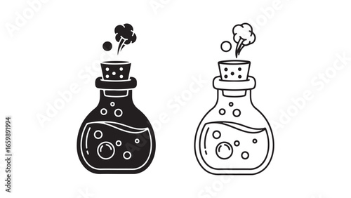 Potion bottle with bubbling liquid and cork