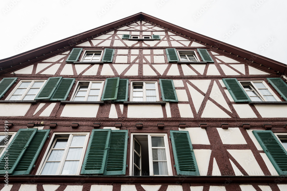 Obraz premium Classic German Fachwerk Half-Timbered House Traditional Architecture Style