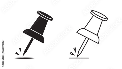 Push pin icon in black and white