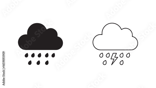 Rain cloud icon with transparent background