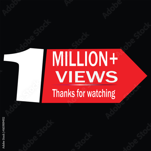 1 Million views label vector sign