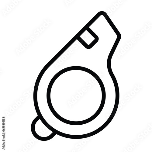 Black line whistle illustration. Clean minimal style for sports, referee, and competition related projects.