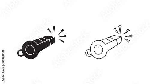 Whistle icon in black and white with transparent background