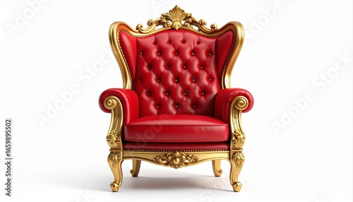 antique red armchair on white 