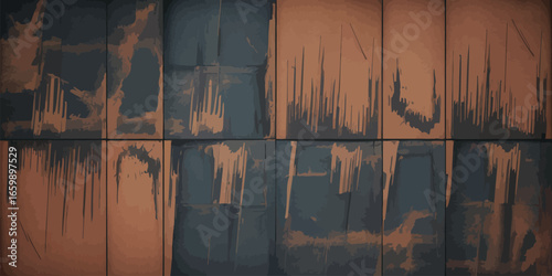 A close up of a tiled wall with streaks of brown paint running down the surface of the tiles texture