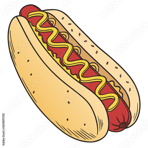 Delicious hotdog with mustard