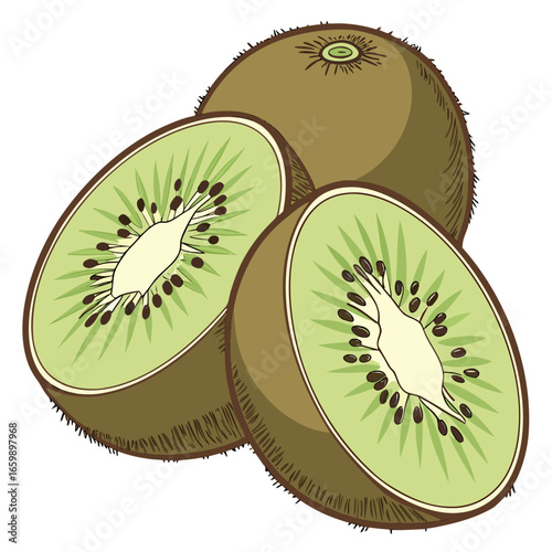 Fresh kiwi and kiwi slices for healthy eating