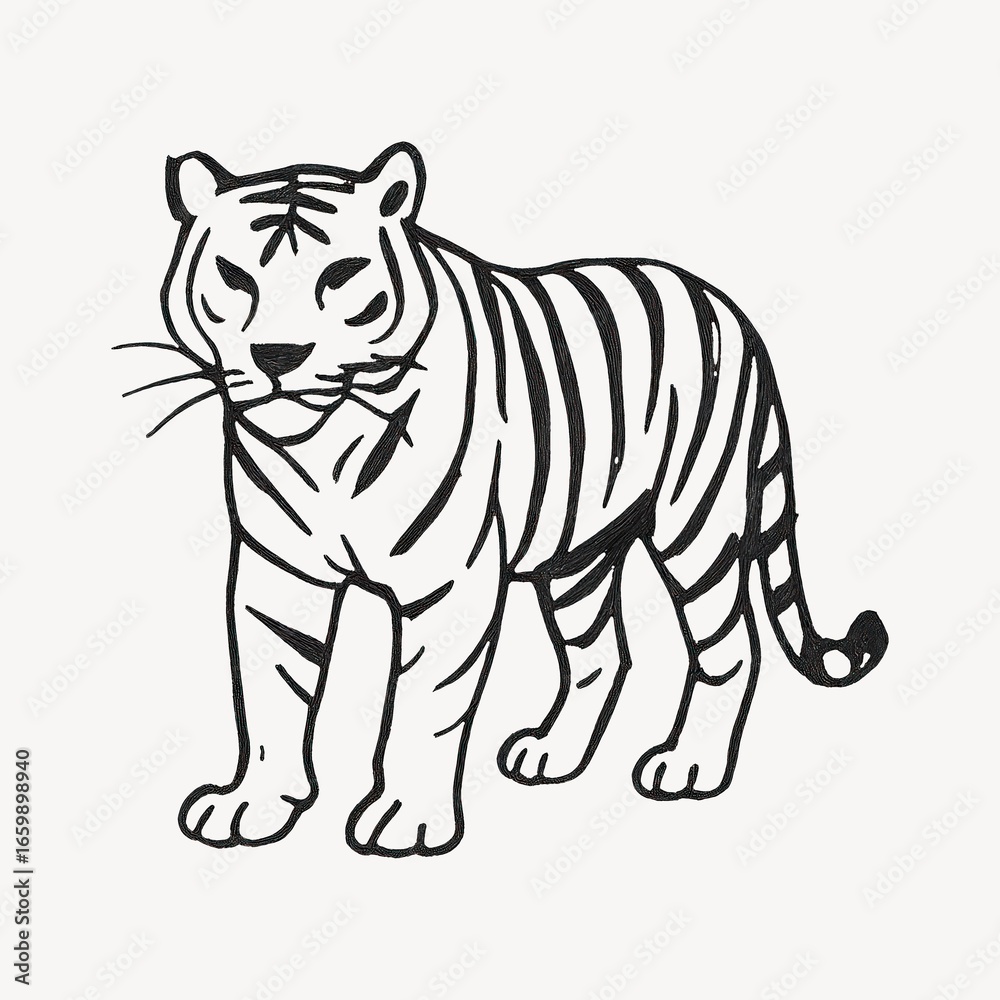 Obraz premium Black and white tiger illustration.