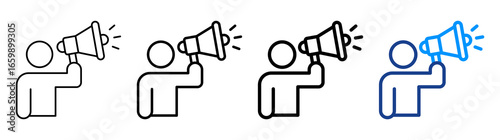 Announcement Icon Different Style Outline Collection Set