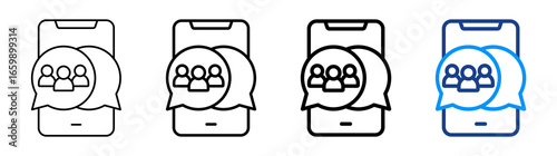 Group Chat Icon Different Style Outline Collection Set