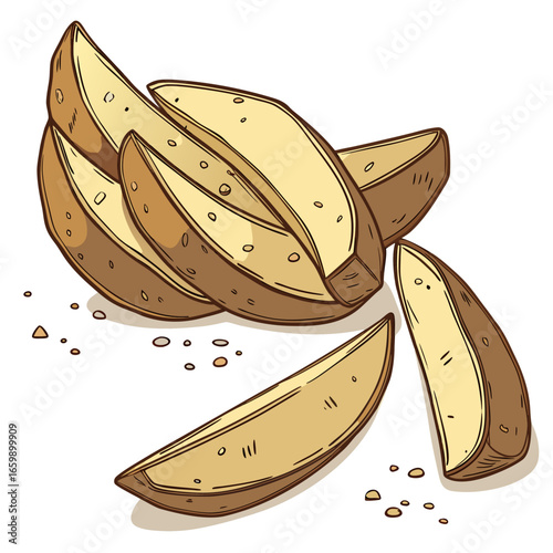 Potato wedges illustration, delicious snack