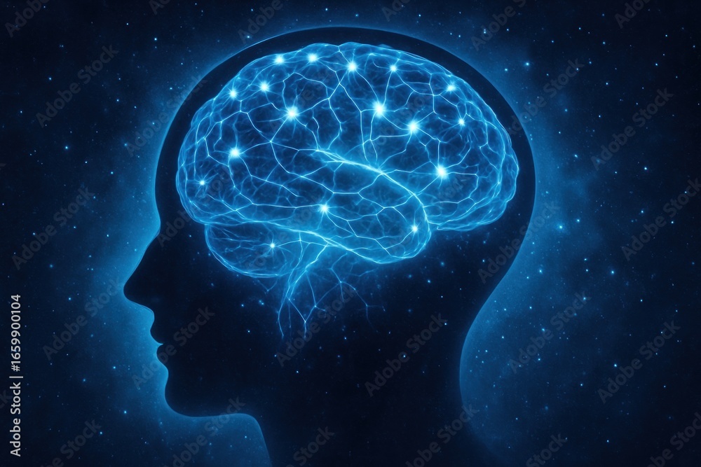 Obraz premium Digital brain glowing illustration