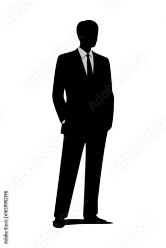 Professional businessman silhouette ready for corporate success and leadership a sleek vector design