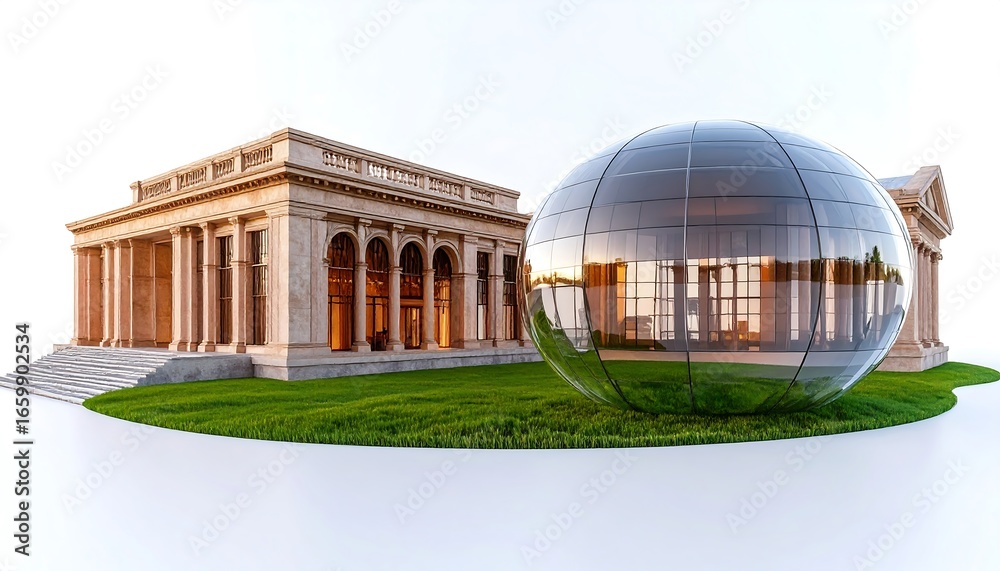 Fototapeta premium Classical building and glass sphere
