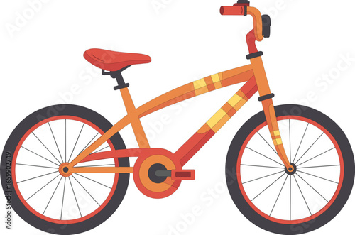 Bicycle vector illustration, orange bike clipart, eco transport graphic, cycling symbol, sporty bicycle design, urban mobility, kids bike, cartoon style