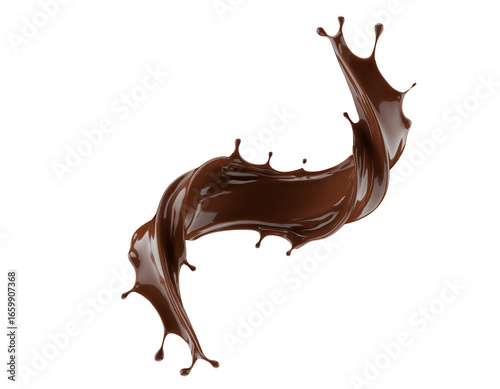 chocolate splash isolated on white background. 3d render
