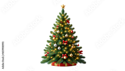 Festive Decorated Christmas Tree Presents Black Background