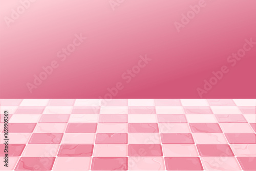 Pink floor tile checkerboard scene, podium display empty background. Board fashion perspective space, stone marble texture. Fashion place.