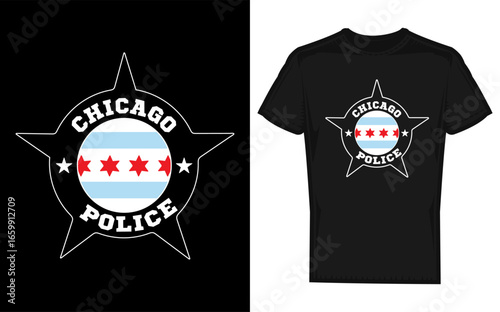 Chicago Police Department Emblem Illustration Featuring a Cat Silhouette Vector Graphic for Law Enforcement Designs and City Themed Projects silhouette