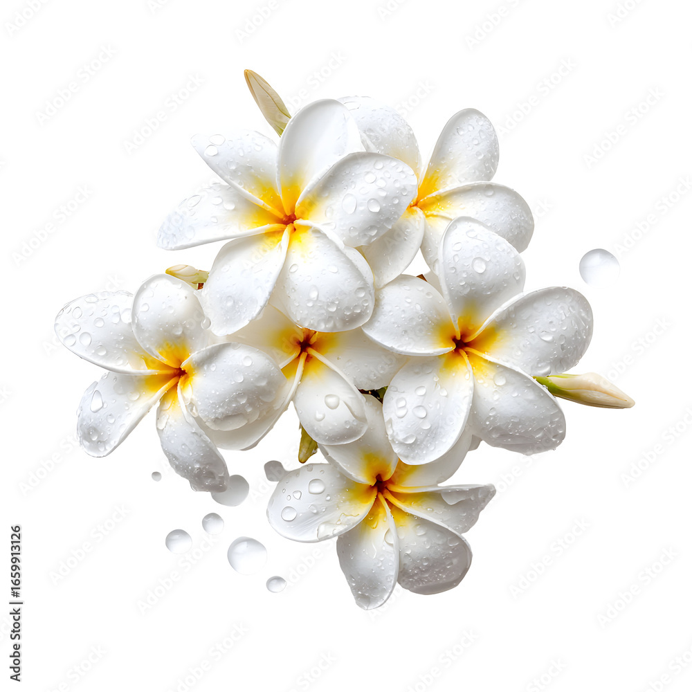 Obraz premium White plumeria flowers isolated on black background