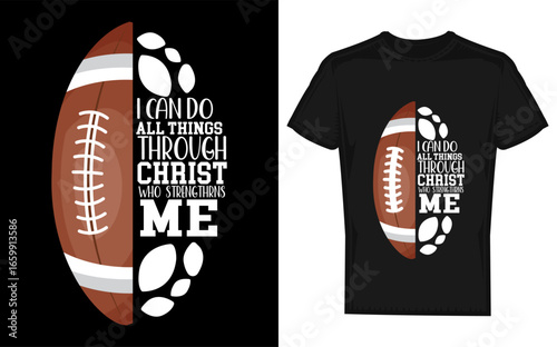 Christian Football Silhouette Design for Teen Boys Kids and Men with Religious Verse Silhouette