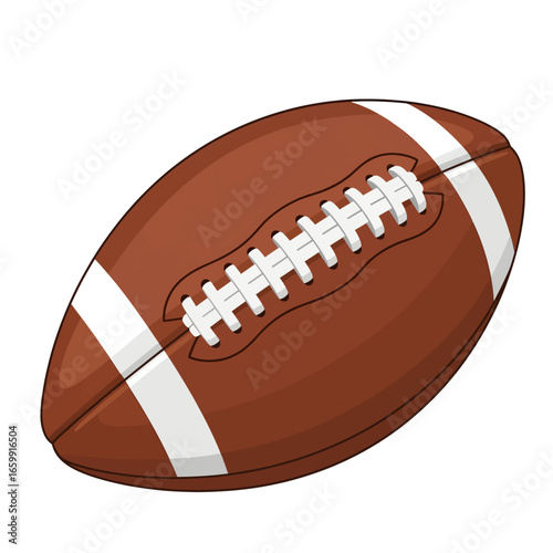 Dynamic American football on white background evoking athletic competition and championship dreams