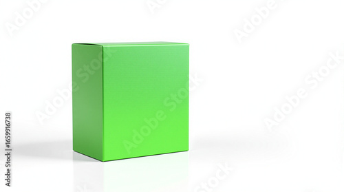 Plain green package box on a white background for product presentation and packaging solutions