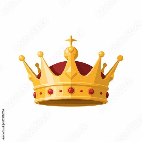 Majestic golden crown adorned with vibrant red jewels, symbolizing royalty, power, and supreme achievement for ultimate success stories