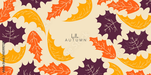 Autumn light background banner, hello autumn