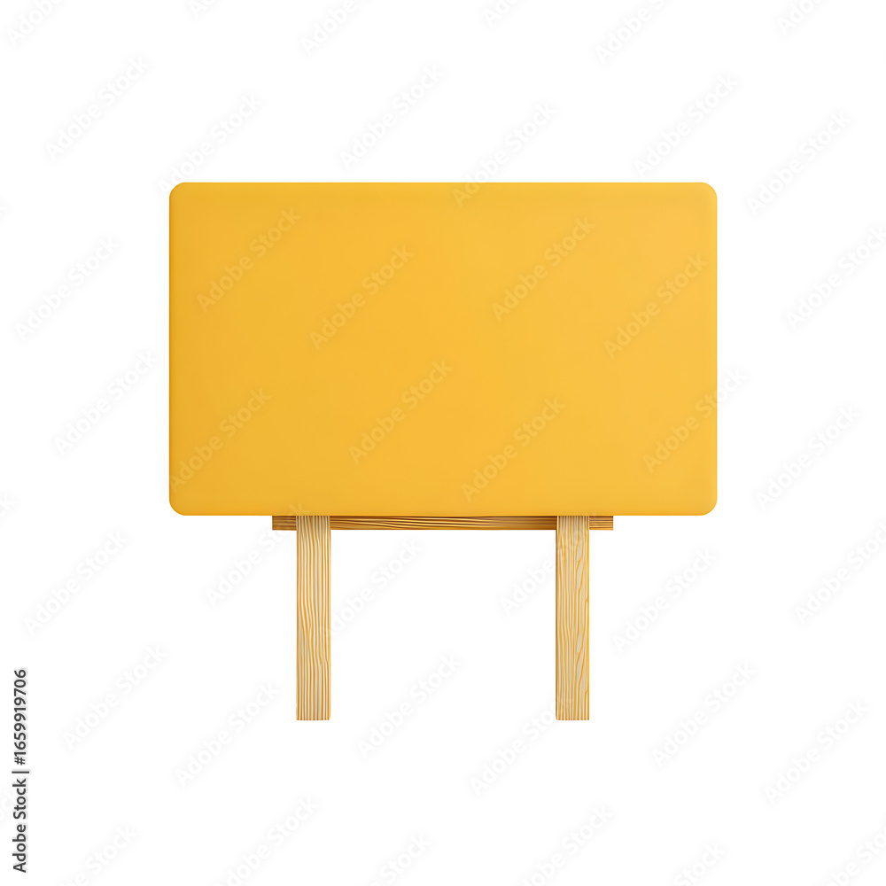 Fototapeta premium Yellow signboard on wooden easel