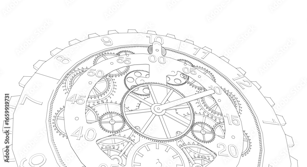 Naklejka premium clock graphic symbol 3d illustration 