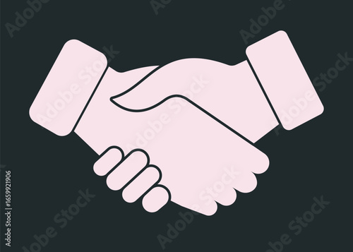 Wallpaper Mural A clean and modern graphic icon of two hands locked in a firm handshake, a universal symbol of trust, agreement, and successful business partnership. Torontodigital.ca