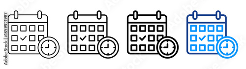 Schedule Meetings Icon Different Style Outline Collection Set