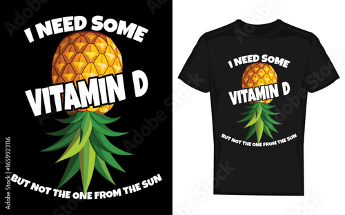 Cat Illustration with Upside Down Pineapple Vitamin D and Swinger Theme