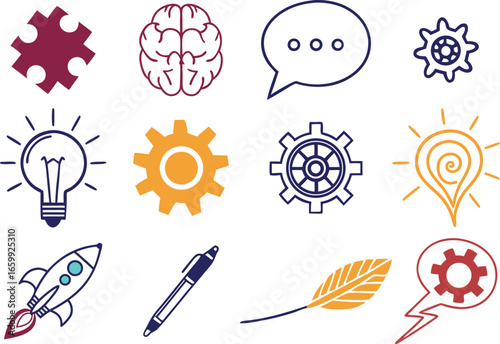 inspiration and idea icon set