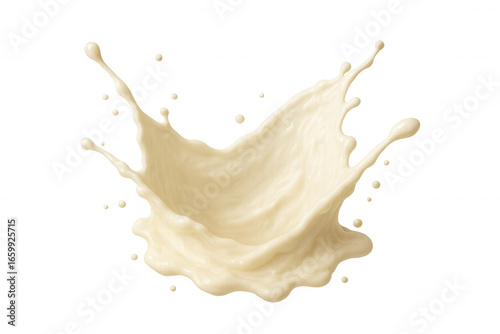 Creamy vanilla milk splashing and making a crown shape, isolated on transparent background, perfect for advertising and packaging