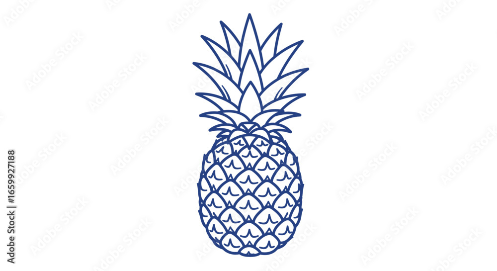 Obraz premium Minimalist line art pineapple on white background