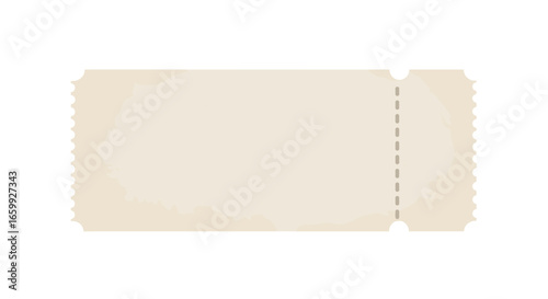 Vintage blank ticket with perforated edge on grunge background