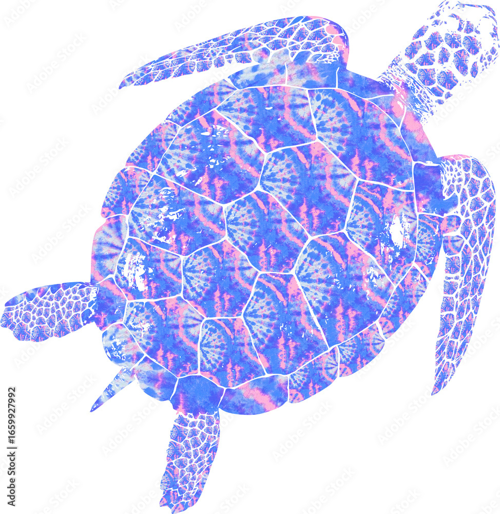 Fototapeta premium Tie Dye Pattern Bohemian Print Sea Turtle Bright Aloha Surf Turtle