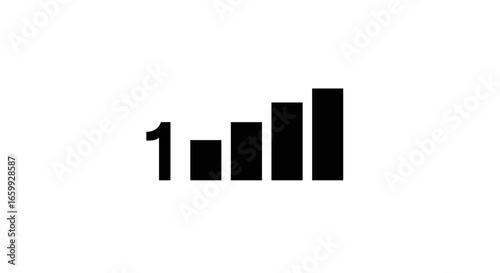 Free Download Simple black linear bar chart icon with number one for growth or analytics - GFXLoad