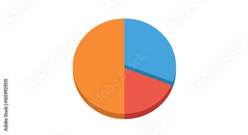 Colorful 3d pie chart with three segments on white background Free Download Colorful 3d pie chart with three segments on white background - GFXLoad
