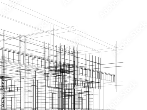 Architectural drawing of a house vector 3d illustration