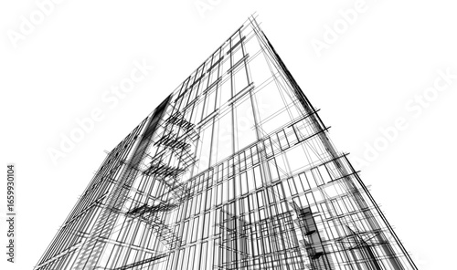 Architectural drawing of a house vector 3d illustration