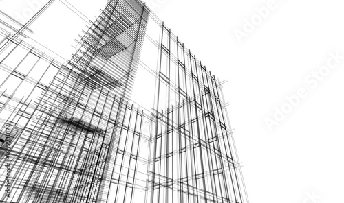 Architectural drawing of a house vector 3d illustration
