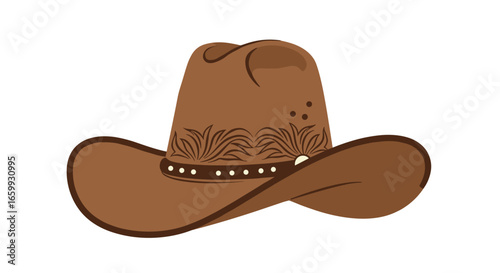 Rustic cowboy hat with western design and wide brim